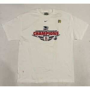 Vintage Nike Boston Red Sox 2004 American League Shirt‎ Mens L White New W/ Flaw